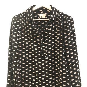 Kate Spade Swan blouse Silk mix